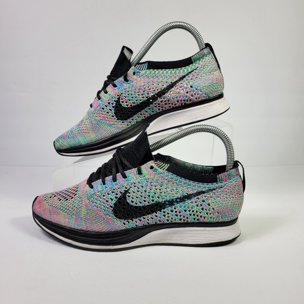 Nike Flyknit Racer Multi Color 2.0 Sneakers Men Sz 5.5/Wmns Sz 7 [526628-304] - Picture 4 of 9